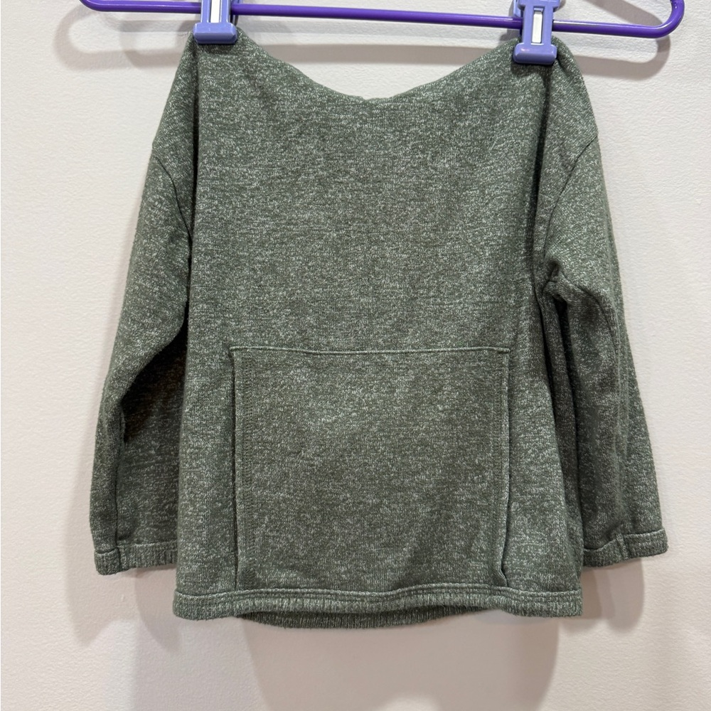 Girls Olive Green Cozy Pullover Sweater with Front Pocket